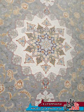 زمینه فرش 1500 شانه طرح گل گشت زمینه سیلور محتشم کاشان - گل برجسته - 2