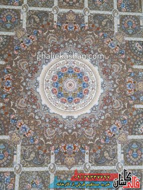 زمینه-فرش 1200 شانه-طرح-مرجان-زمینه-نسکافه-ای-محتشم-کاشان گل برجسته