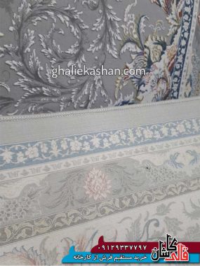 پشت فرش 1500 شانه طرح باران زمینه سیلور محتشم کاشان - گل برجسته
