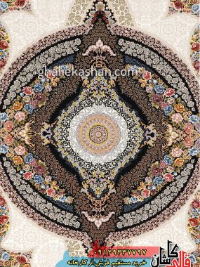 فرش 1200 شانه طرح کرشمه زمینه کرم کاشان 2
