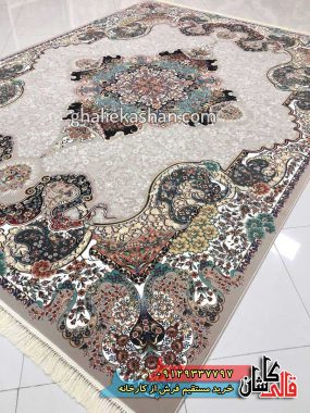فرش 1000 شانه طرح الی زمینه ترمه ای کاشان
