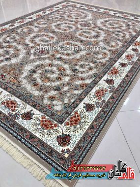 فرش 1000 شانه طرح شاهان زمینه فیلی کاشان