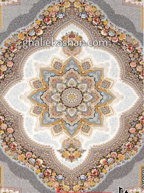 فرش 1200 شانه طرح باغ معلق زمینه موشی کاشان 2