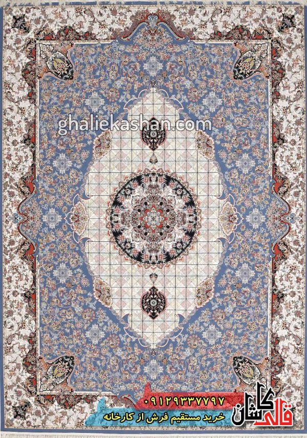 فرش 1200 شانه طرح حوض خانه زمینه کاربنی کاشان گل برجسته 3