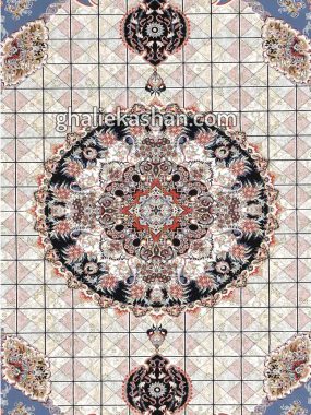 فرش 1200 شانه طرح حوض خانه زمینه کاربنی کاشان گل برجسته 4