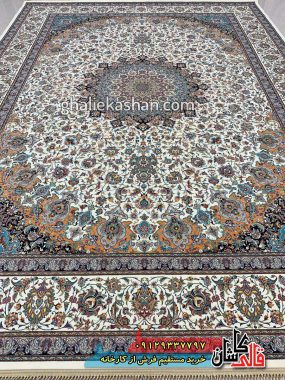 فرش 1200 شانه طرح نائین زمینه کرم کاشان 3