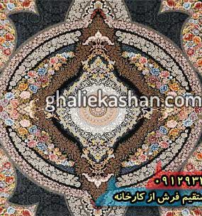 فرش 1200 شانه طرح کرشمه زمینه سرمه ای کاشان 4