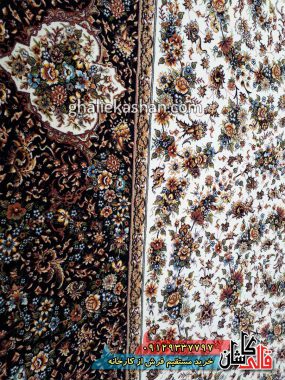 فرش 1200 شانه طرح گل فرنگ زمینه کرم کاشان 3