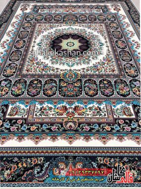 فرش 1200 شانه طرح گلاله زمینه کرم کاشان 2