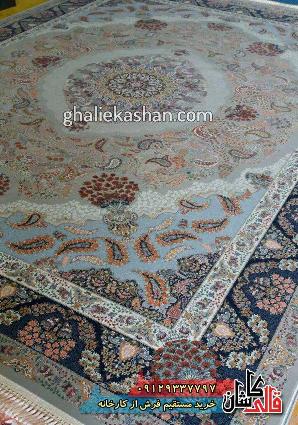 فرش 1500 شانه طرح کرمان زمینه فیلی کاشان