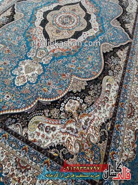 فرش 1200 شانه طرح ایلیا زمینه آبی کاشان 1