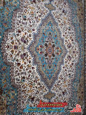 فرش 1200 شانه طرح مسیحا زمینه کرم کاشان 1