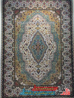 فرش 1200 شانه طرح مسیحا زمینه کرم کاشان