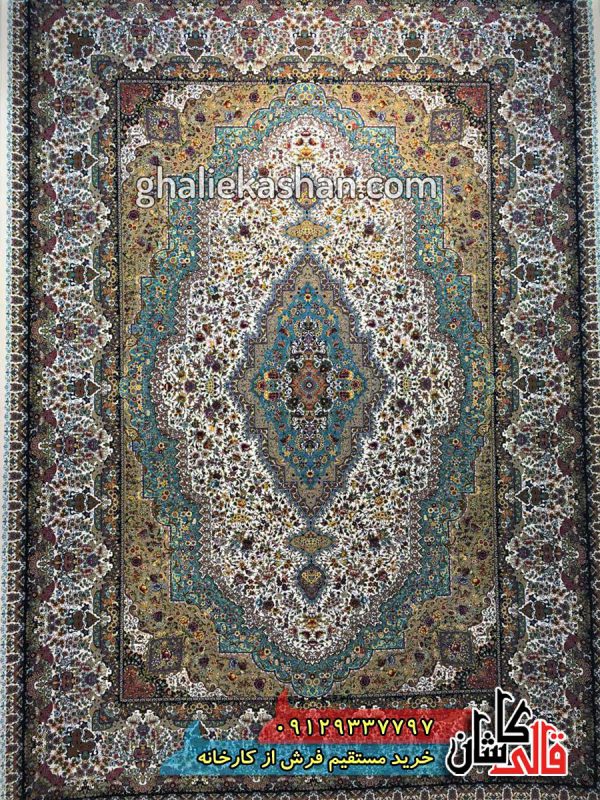فرش 1200 شانه طرح مسیحا زمینه کرم کاشان
