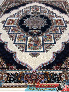 فرش 700 شانه طرح ناردون زمینه کرم کاشان 2