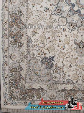 فرش 1200 شانه طرح تبریزان زمینه کرم کاشان گل برجسته 2