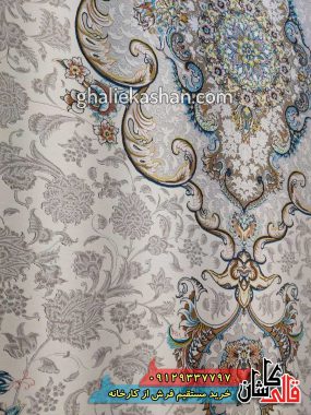 فرش 1200 شانه طرح سپهر زمینه کرم کاشان گل برجسته 2