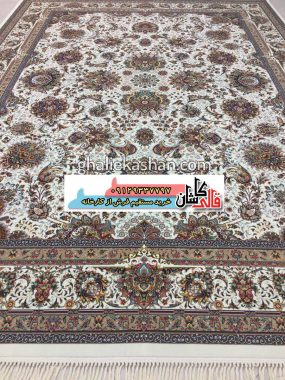 فرش 1000 شانه طرح یاشار زمینه کرم کاشان 1