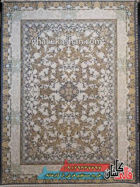 فرش 1200 شانه طرح آرمان زمینه ذغالی کاشان – گل برجسته