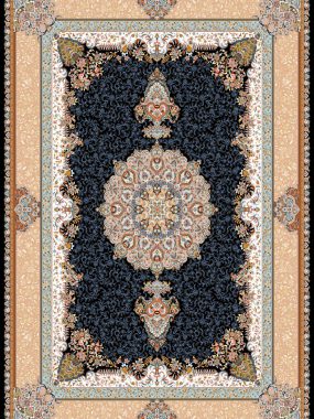 فرش 1200 شانه طرح سالار زمینه سرمه ای کاشان