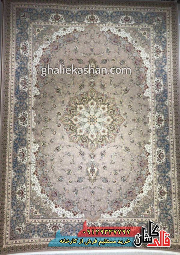 فرش 1500 شانه طرح کهربا زمینه شکلاتی کاشان