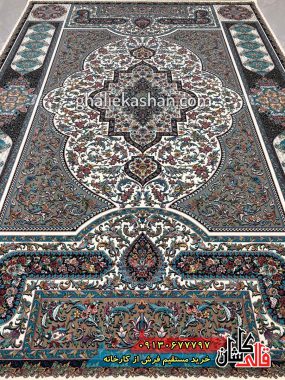 فرش کاشان قالی کاشان خرید فرش 1200 شانه طرح سلاطین زمینه کرم کاشان 1
