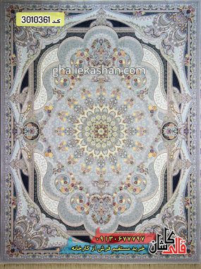 فرش کاشان قالی کاشان خرید فرش 1200 شانه طرح شاه چراغ زمینه سیلور کاشان