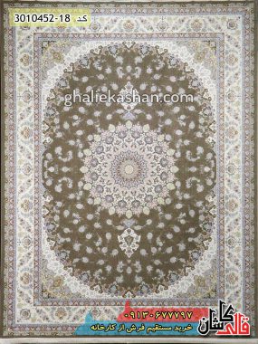 فرش کاشان قالی کاشان خرید فرش 1500 شانه طرح صاحبقران زمینه شکلاتی کاشان گل برجسته 3