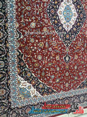 فرش کاشان قالی کاشان خرید فرش 700 شانه طرح قطبی ( کاشان ) زمینه روناسی کاشان 1
