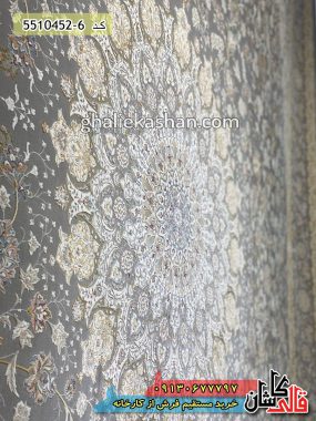 فرش کاشان قالی کاشان خرید فرش 1500 شانه طرح گلابتون زمینه نقره ای گل برجسته کاشان