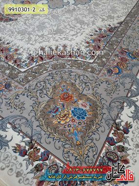 فرش کاشان قالی کاشان خرید فرش 1000 شانه طرح ایزابلا زمینه کرم کاشان