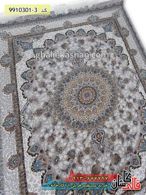 فرش کاشان قالی کاشان خرید فرش 1000 شانه طرح شیخ صفی اصفهان زمینه فیلی کاشان