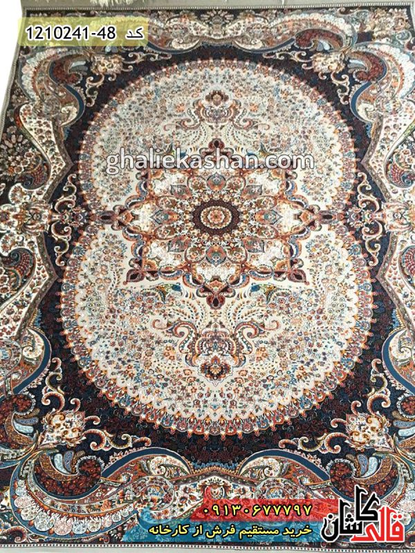 فرش کاشان قالی کاشان خرید فرش طرح 700 شانه طرح چیچک زمینه فیلی کاشان
