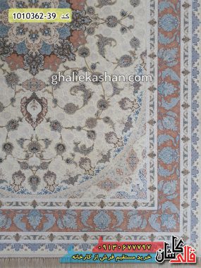 فرش کاشان قالی کاشان خرید فرش 1200 شانه طرح شاهرخ زمینه کرم گل برجسته کاشان