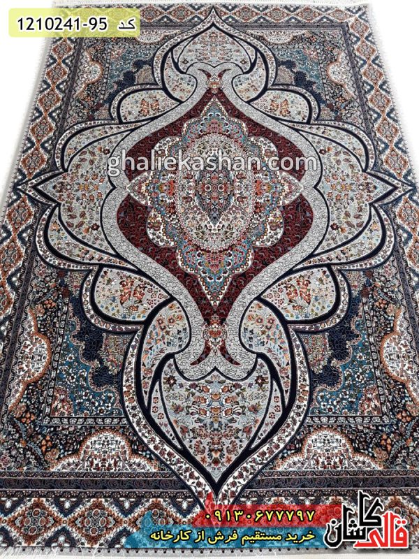 فرش کاشان قالی کاشان خرید فرش طرح 700 شانه ( 500 شانه ) طرح کیمیا زمینه فیلی کاشان