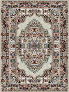 فرش کاشان قالی کاشان خرید فرش طرح 700 شانه ( 500 شانه ) طرح ترلان زمینه فیلی کاشان