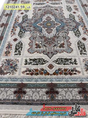 فرش کاشان قالی کاشان خرید فرش طرح 700 شانه ( 500 شانه ) طرح خزان زمینه کرم کاشان