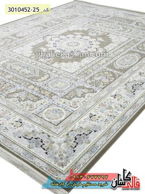 فرش کاشان قالی کاشان خرید فرش 1500 شانه طرح خشتی زمینه شکلاتی گل برجسته کاشان