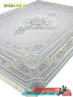 فرش کاشان قالی کاشان خرید فرش 1200 شانه طرح تیمچه زمینه سیلور کاشان