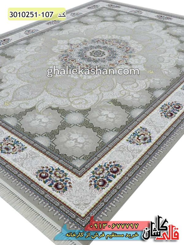 فرش کاشان قالی کاشان خرید فرش 700 شانه طرح چکاوک زمینه ترمه ای کاشان