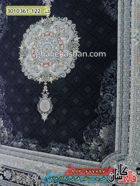 فرش کاشان خرید فرش 1200 شانه طرح تیمچه زمینه سرمه ای کاشان قالی کاشان