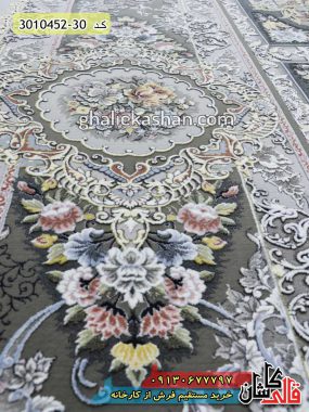 فرش کاشان خرید فرش 1500 شانه طرح باغ همایون زمینه سیلور گل برجسته کاشان قالی کاشان فرش خشتی