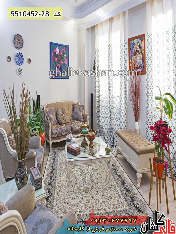 فرش کاشان خرید فرش 1500 شانه طرح شهرزاد زمینه کرم گل برجسته کاشان قالی کاشان