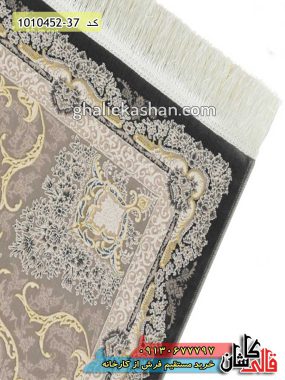 فرش کاشان خرید فرش 1500 شانه طرح افشان خشتی زمینه زغالی گل برجسته کاشان