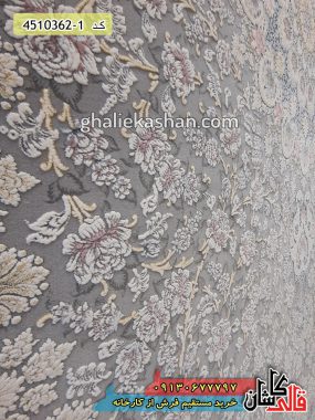 فرش کاشان خرید فرش 1200 شانه طرح نائین زمینه نقره ای گل برجسته قالی کاشان - فرش طرح اصفهان و نائین