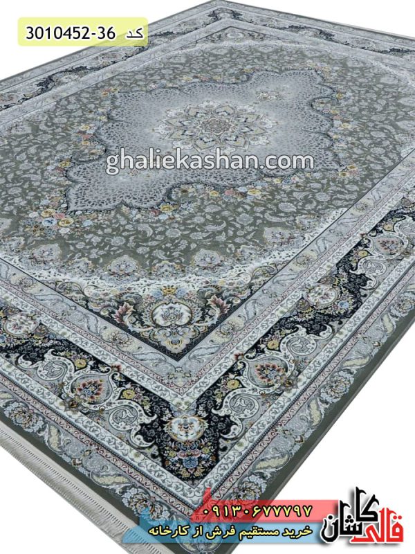 فرش کاشان خرید فرش 1500 شانه طرح سپنتا زمینه ترمه ای قالی کاشان - طرح فرش کلاسیک و اصیل
