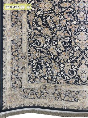 فرش کاشان خرید فرش 1500 شانه طرح مروارید زمینه زغالی گل برجسته قالی کاشان طرح فرش افشان