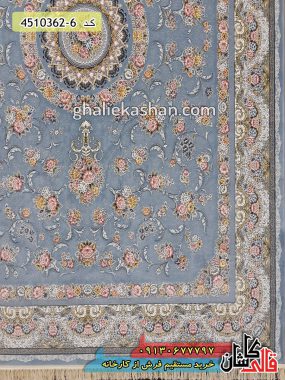 فرش کاشان خرید فرش 1200 شانه طرح گل افشان زمینه اطلسی گل برجسته کاشان