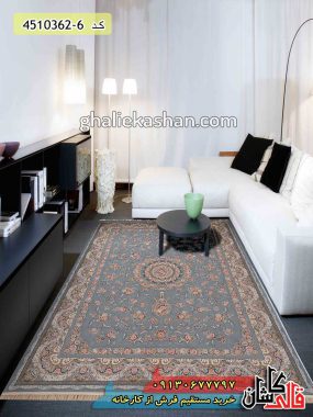 فرش کاشان خرید فرش 1200 شانه طرح گل افشان زمینه اطلسی گل برجسته کاشان