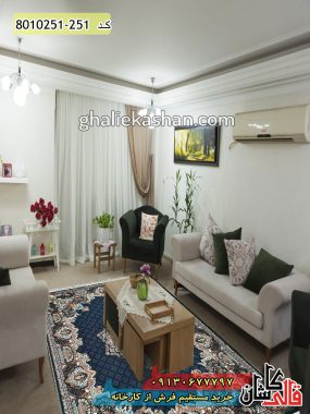 فرش کاشان خرید فرش 700 شانه طرح مارال زمینه سرمه ای قالی کاشان- طرح فرش جدید